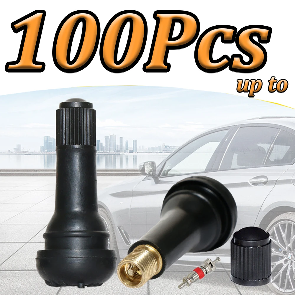1-100 ชิ้น TR413 Snap - In ยางวาล์วลําต้นอะไหล่รถยนต์สีดําวาล์วยางเปลี่ยนชิ้นส่วนฝุ่น CapRubber วาล์ว 1