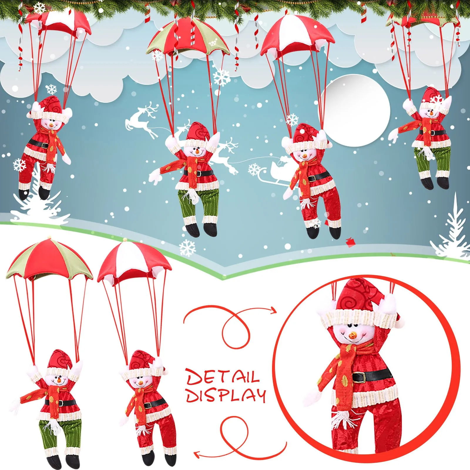 

Parachute Pendant Santa Paracaidas Christmas Kawaii Dolls Toy Merry Christmas Decoration for Home Decor Kids Gift Halloween