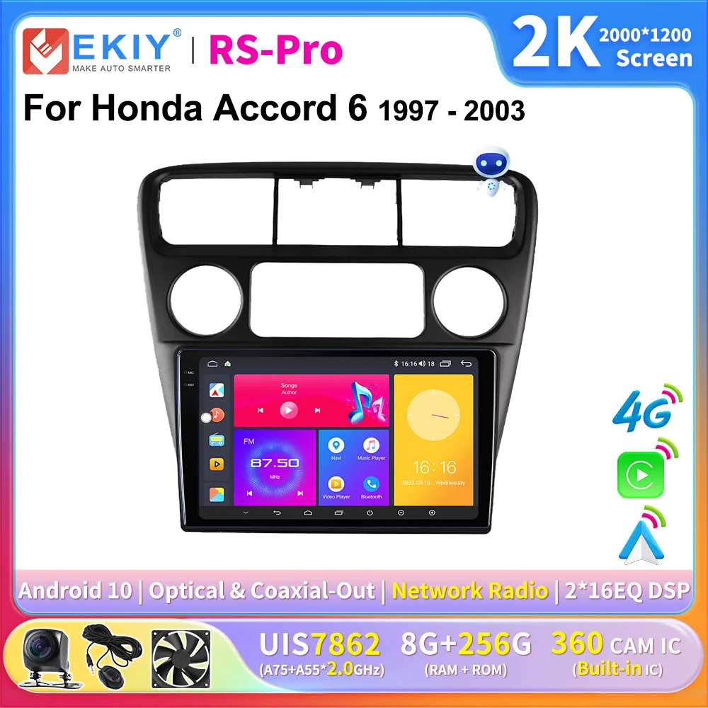 

Автомагнитола EKIY CarPlay Android для Honda Accord 6 1997 - 2003 мультимедийный видеоплеер 2K экран 2din Стерео GPS Навигация DVD