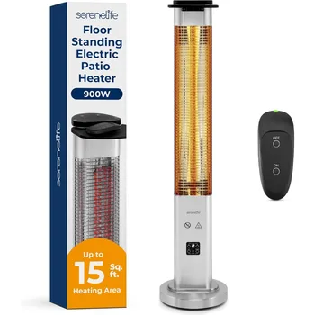 SereneLife 900W Outdoor Infrared Electric Patio Heater with Remote Control, Waterproof, IP65 Rated 1