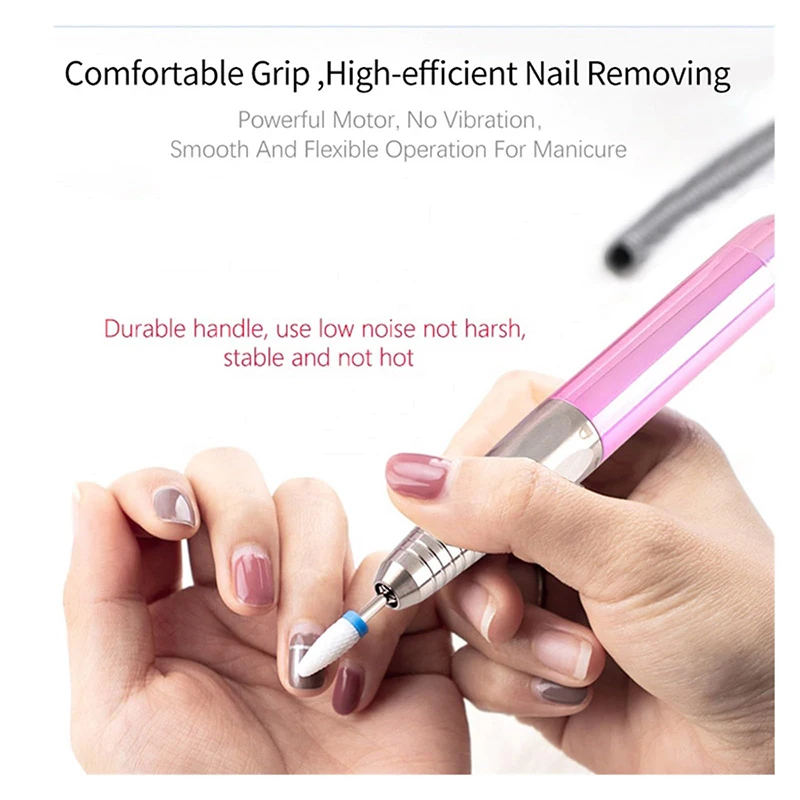 Torno Electrico para Unas Electric Nail Drill with Rhinestone unas recargable de 35000 RPM Heart Shape Wireless Pedicure Grinder 5