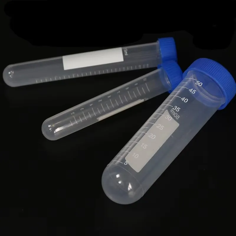 Laboratory Sample Screw Round Bottom Plastic Test Tube Ep Tube with Scale Screw Cap Centrifuge 50ML/15ML/10ML 50Pcs