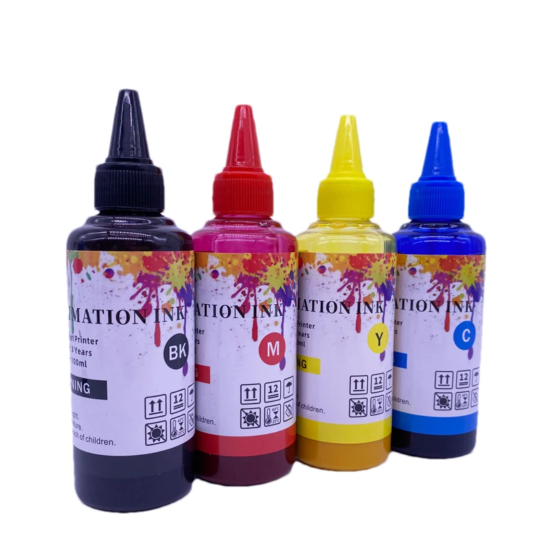 4 Color X 100ML Universal Sublimation Ink Refill For Epson Desktop Inkjet Printer BK C M Y Heat Transfer On Mugs Polyester Shirt