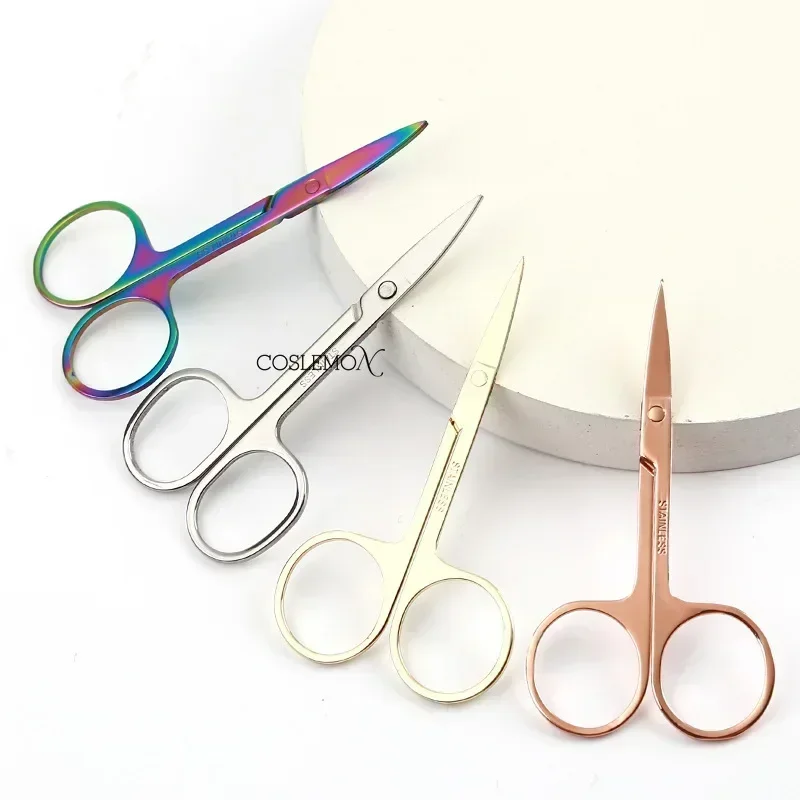 Nose Hair Scissors Facial Hair Scissors Eyebrow Scissors Stainless Steel Scissors Beauty Scissors 1Pcs Stainless Steel Eyebrow Scissors Eyelash Trimmer Facial Trimming Nose Hair Remover Beauty Mini Scissor Makeup Tools