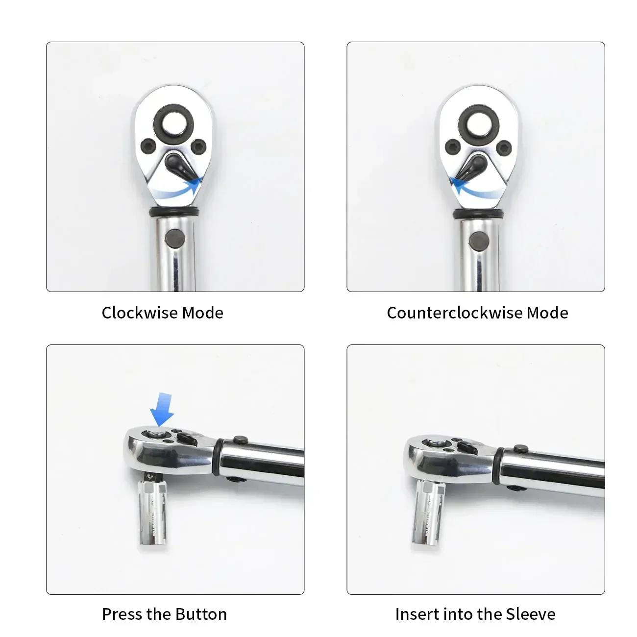 SHAHE Adjustable Torque Wrench Bicycle Repair Tools 1/4''3/8''1/2'' Bike Repair Spanner Hand Tool Set