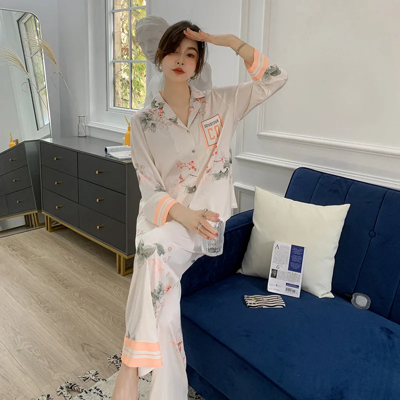 New women's elegant pajamas printed home clothes two-piece set pajamas for women