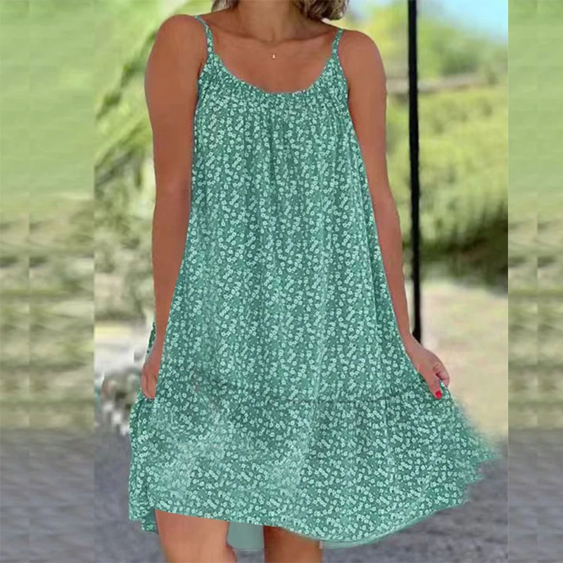 

Women New Loose Floral Vintage Sexy Ruffles Befree Ruffles Mini Dress Large Big Summer Stap Camis Party Beach Dresses