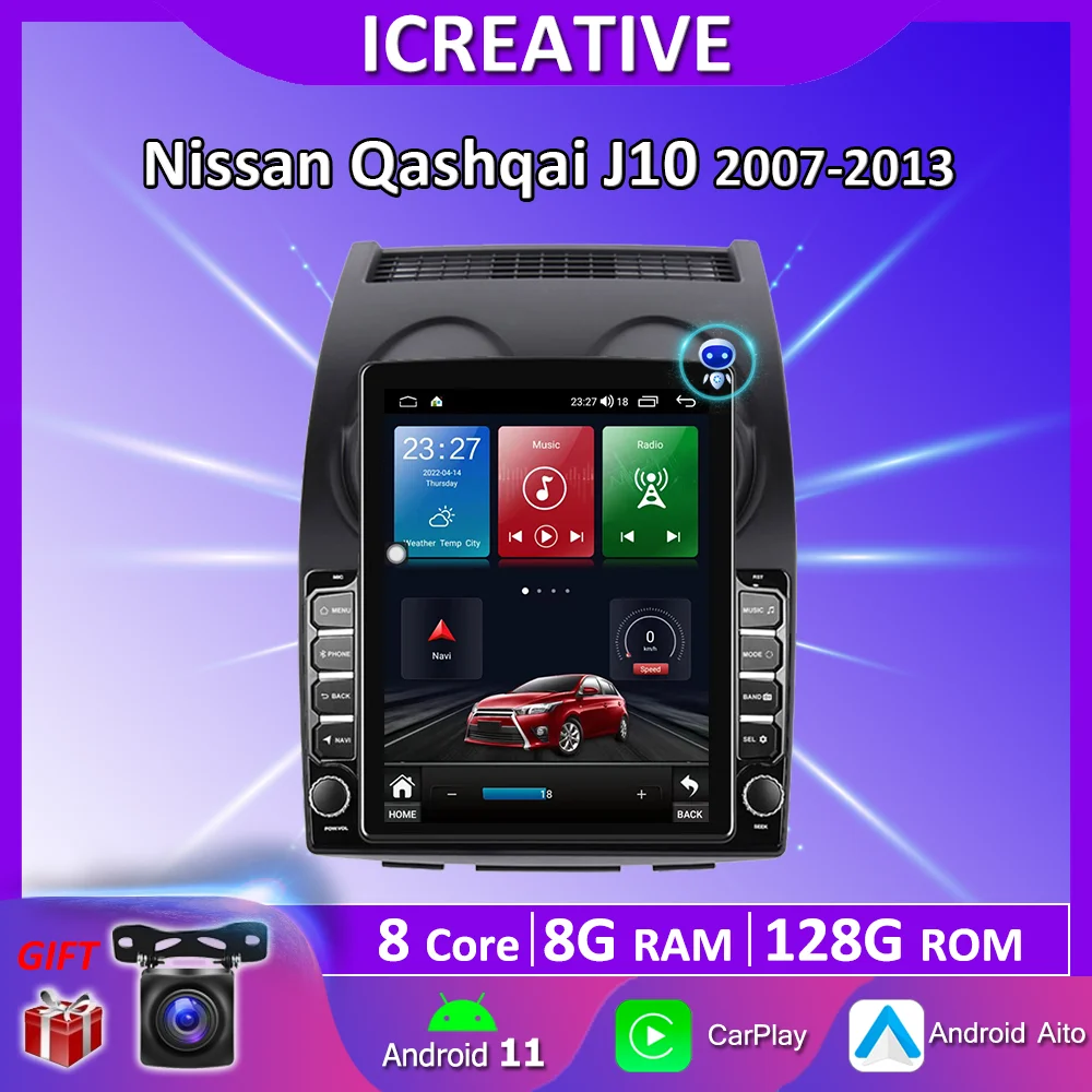 

4G LTE Android 10 Carplay For Nissan Qashqai J10 2007-2013 9.7" Tesla Screen Vertical Style Car Radio GPS Multimedia Player