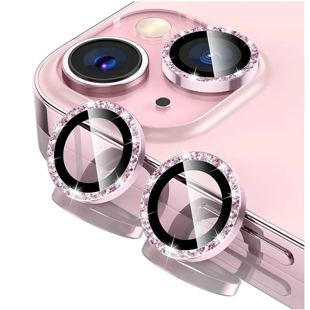 Blue Glitter Camera Lens Protector Cover - Tempered Glass Protection Accessories (2-3 Pieces)