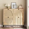 Rattan Shoe Cabinet Storage with 4 Flip Drawers, Freestanding Shoe Storage Organizer Cabinet for Entryway 4