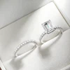 D Color Full Moissanite Engagement Rings for Women Emerald/Radiant/Round Cut Diamond 925 Sterling Silver Wedding Band with GRA 5