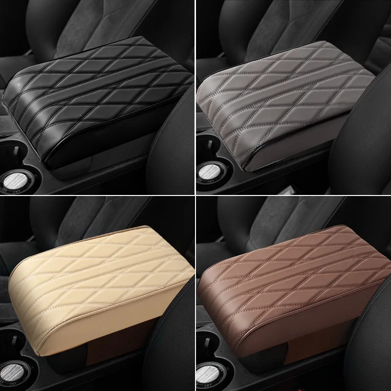 مسند ذراع السيارة حصيرة وحدة التحكم المركزية مسند الذراع حماية وسادة موجة التطريز بولي Leather الجلود مساند للذراعين للسيارات صندوق تخزين غطاء الوسادة