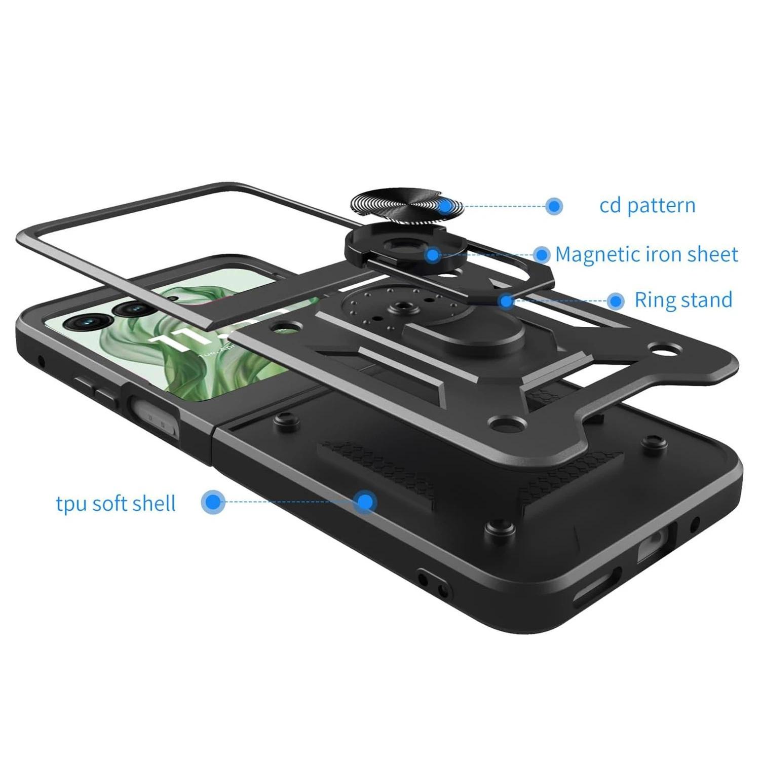 Rugged Military Armor Phone Case with Ring Stand Holder