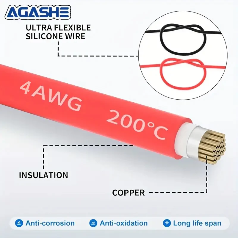 Heavy-Duty Copper Battery Cables with Screw Terminals - 18.5cm/7.3in Length