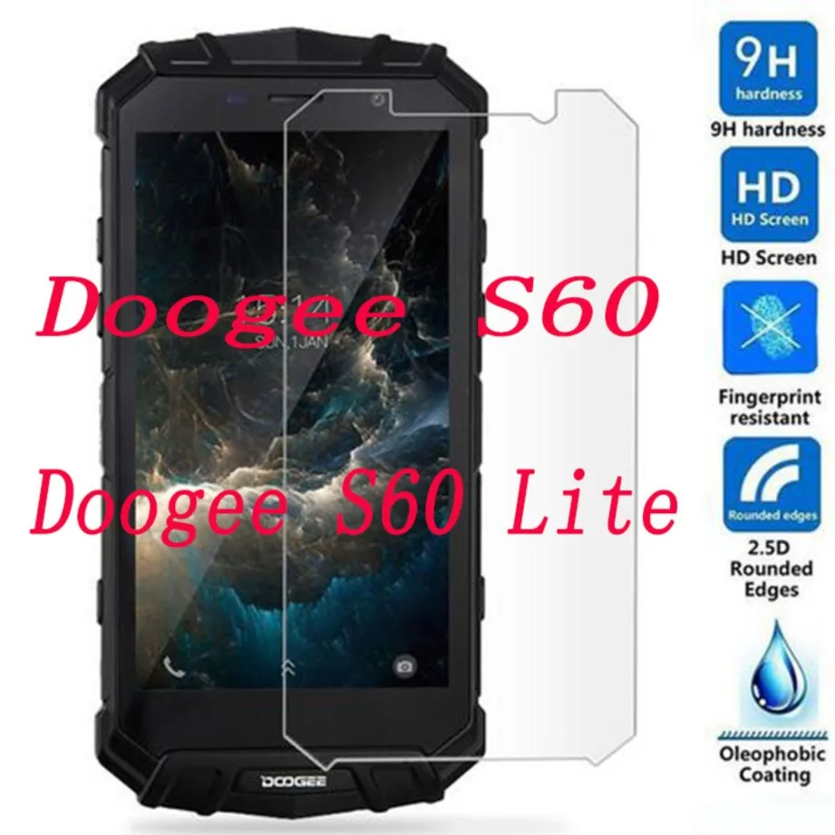 

2pcs tempered glass 9h explosion-proof protective film screen protector on phone for doogee s60 lite / s60 s60lite 5.2" guard