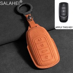 Premium Car Key Cover with Keyring - 4-Button Protection Shell and Chain (F-yellow keychain)