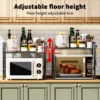 2tier Kitchen Microwave rack Adjustable Width Kitchen Multifuctional Organizer Carbon steel Sturdy Black White 5
