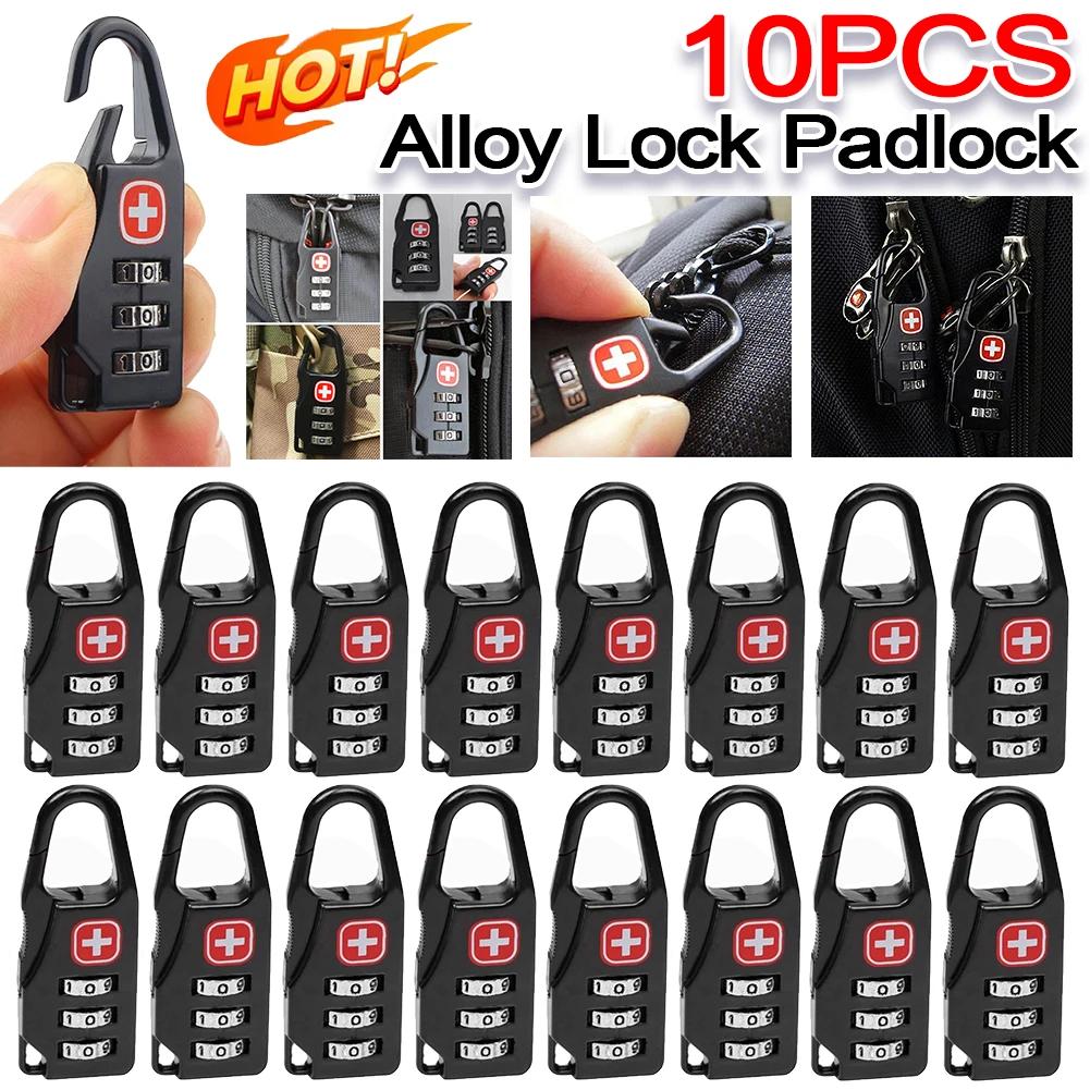 Outdoor Backpack Handbag Zipper Lock Alloy Material Combination Code Number Lock for Outdoor Travel Anti Theft luggage lock