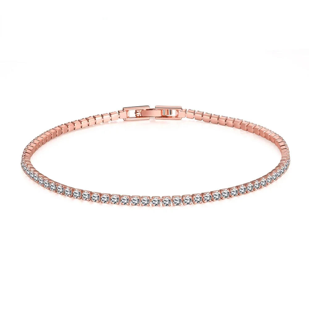 Elegant Rose Gold Sterling Silver Zirconia Tennis Bracelet Gift
