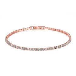 Elegant Rose Gold Sterling Silver Zirconia Tennis Bracelet Gift - 17cm (Rose Gold)