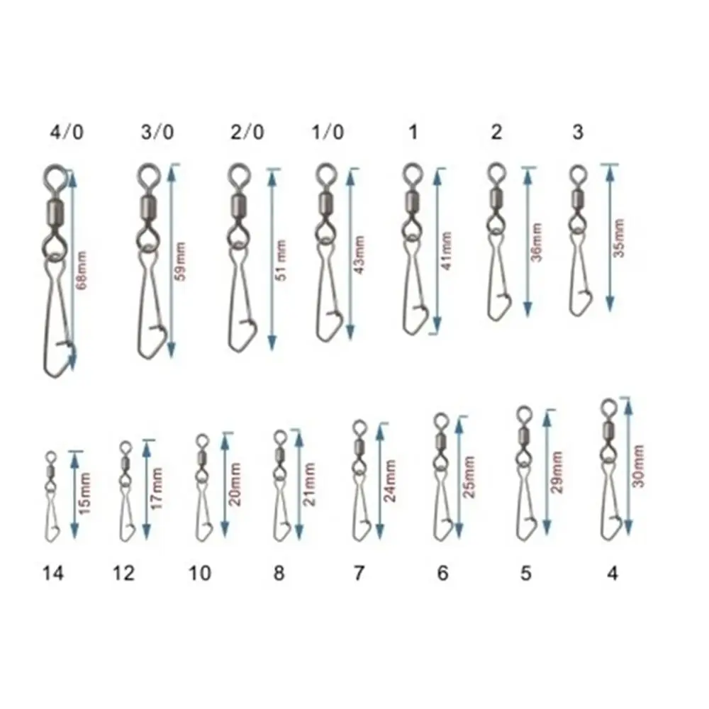 Durable Metal Fishing Hook with Hooked Snap Interlock Connector Swivels Tackle Fishing Bearing