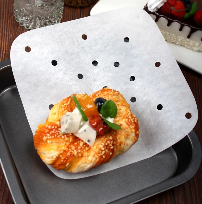 100Pc Air Fryer Paper Disposable Baking Paper Wood Pulp Steamer Liners oil-Absorbing Parchment for Air Fryer Kitchen Accessories