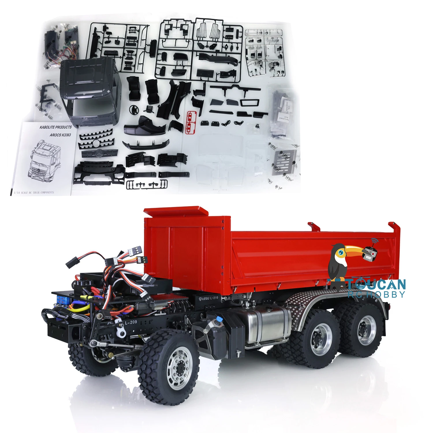 

LESU RC Three-way Tipper 1/14 3Axles Painted KABOLITE Cabin 3348 6x6 Dumper Truck Car Model Toys for Adults THZH1283-SMT8