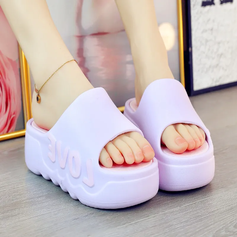 High Heels 6cm Platform Slippers Summer Soft EVA Shoes Anti-slip