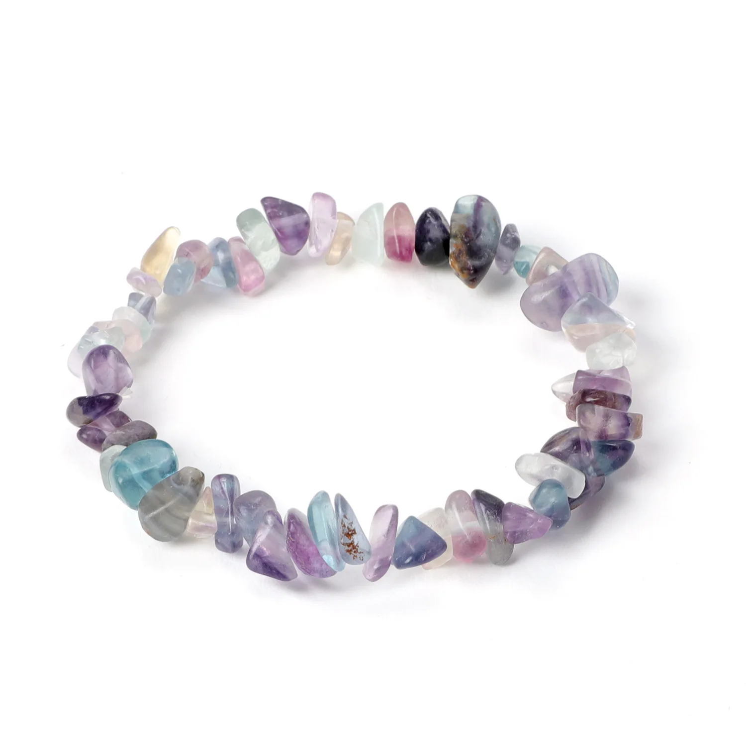 

Natural Stone Irregular Crystal Chip Fluorite Amethyst Beads Bracelet Girls Jewelry Healing Energy Buddha Bracelet