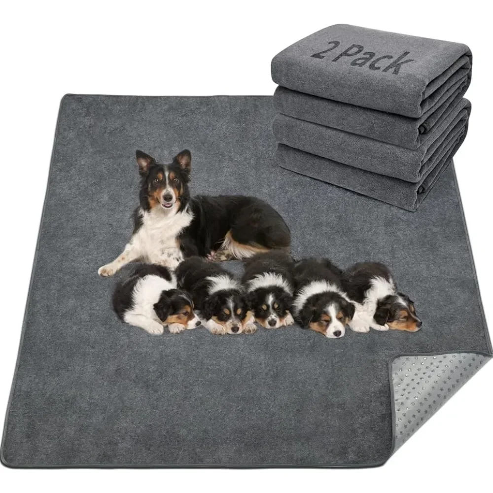 

LOOBANI 2 Packs Extra Large Reusable Dog Mat for Floor, Non-Slip Washable Pee Pad for Dogs Fast Absorbent Pet Whelping Pads