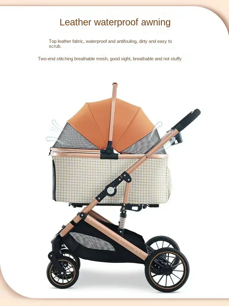 Dog Trolley Extra Large Capacity Pet Outing Trolley Car Bag Separated Foldable Lightweight