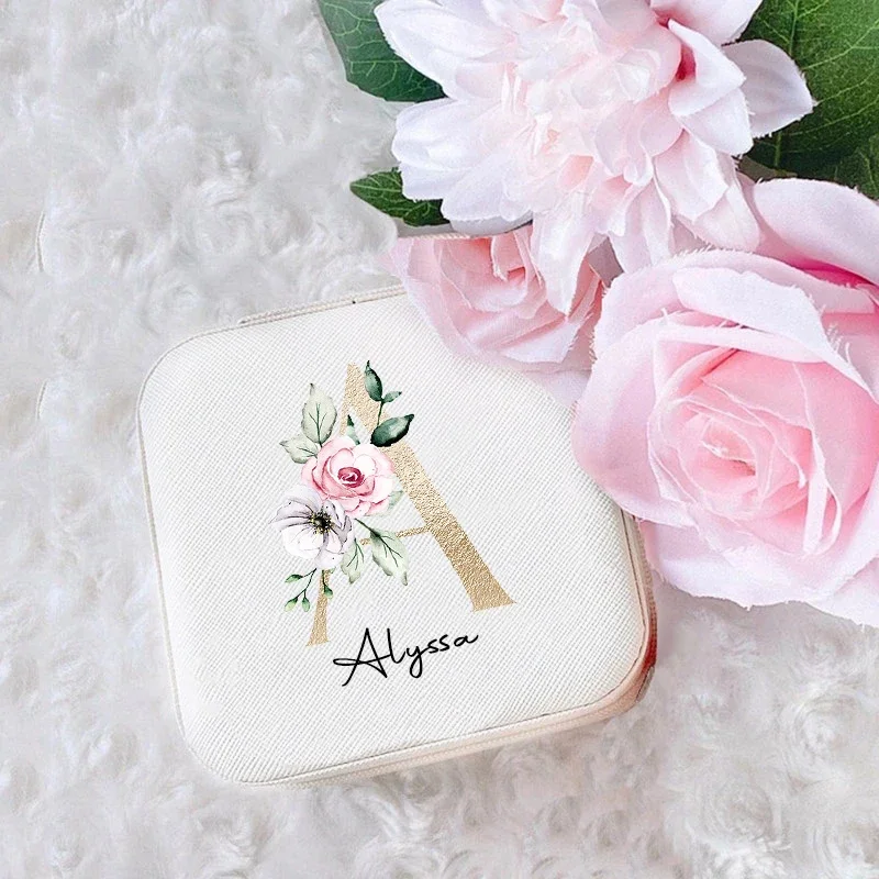 Jewelry Boxes Case Personalized Jewelry Boxes Travel Jewelry Case Initial with Name Gifts for Her