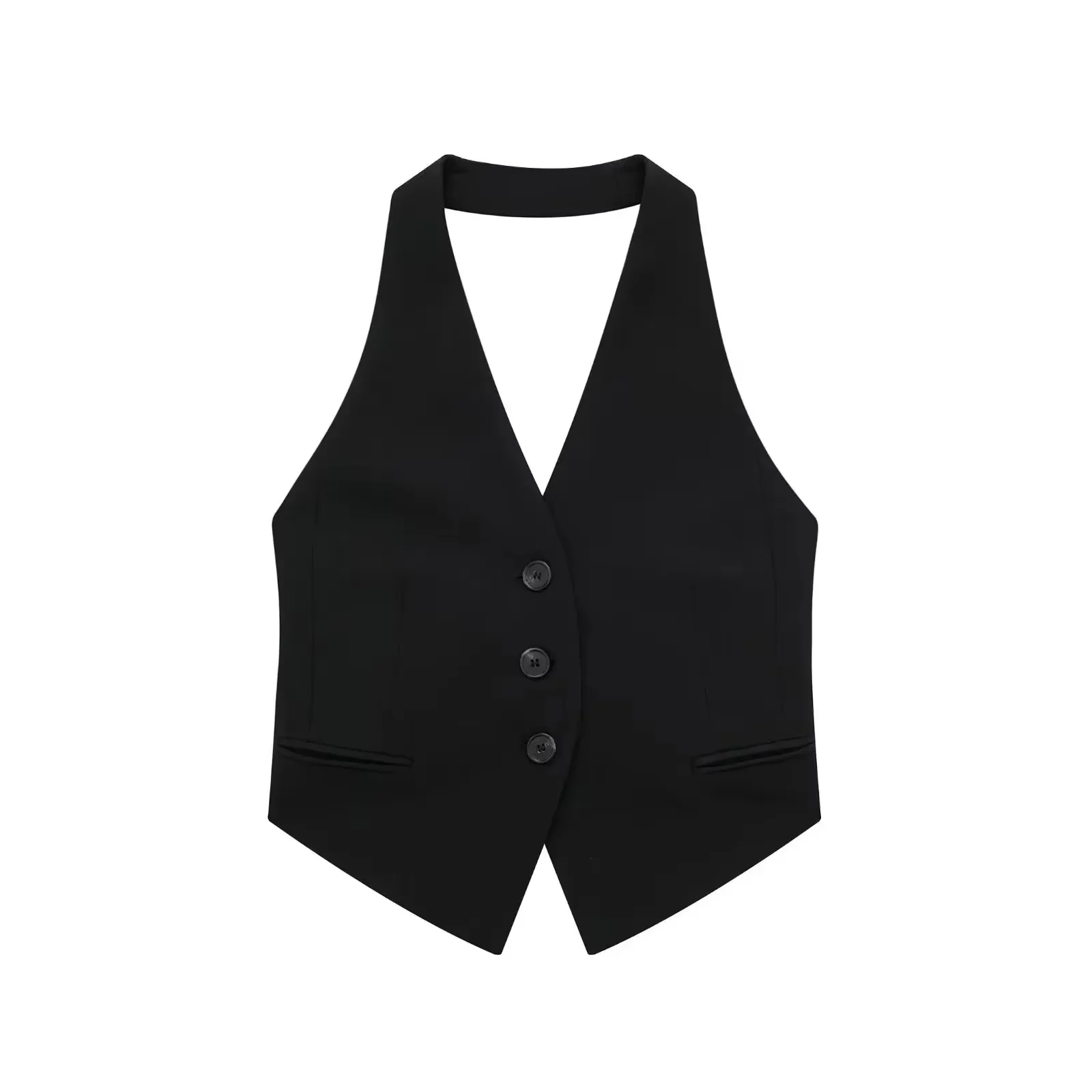 HH Summer Women Halter Collar Waistcoat Vest Street Style Sexy Lacing With Halter Button Sleeveless Top Vintage Solid Vests