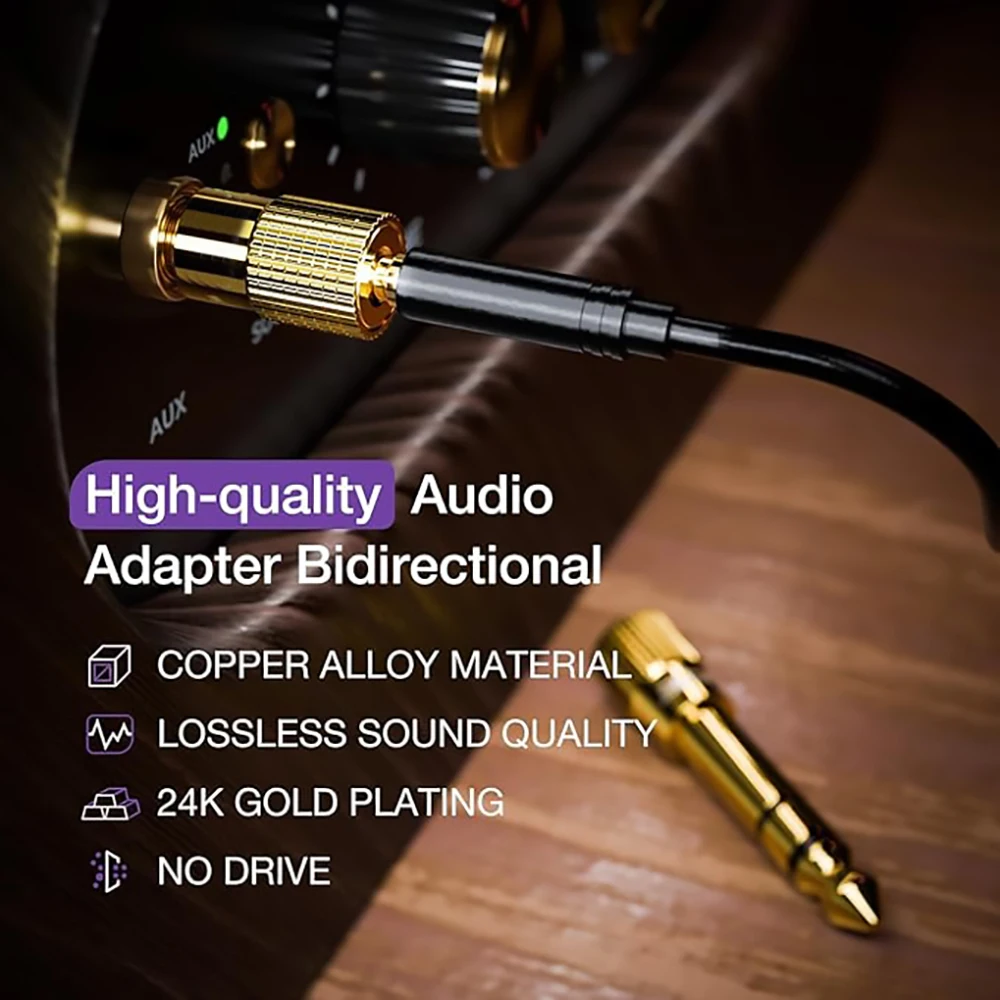 Stereo Audio Jack Adapter, 6.35mm to 3.5mm for Headphones, Speakers, and Instruments