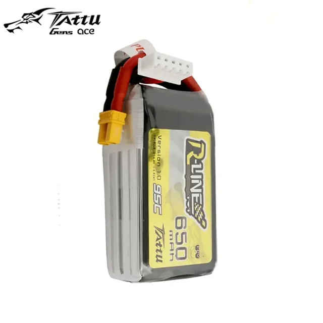 Gens Ace Tattu R-Line 1.0 LiPo Rechargeable Battery 650mAh 14.8V 22.2V 95C 4S 6S RC Battery W/XT30 Plug for FPV Racing Drone 2