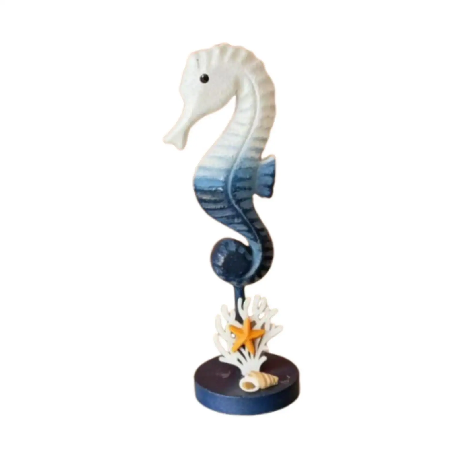 Beach Themed Seahorse Pendant Luxury Decorative Figurines Wooden Nautical Sculpture Sea Room Decor for Home Office