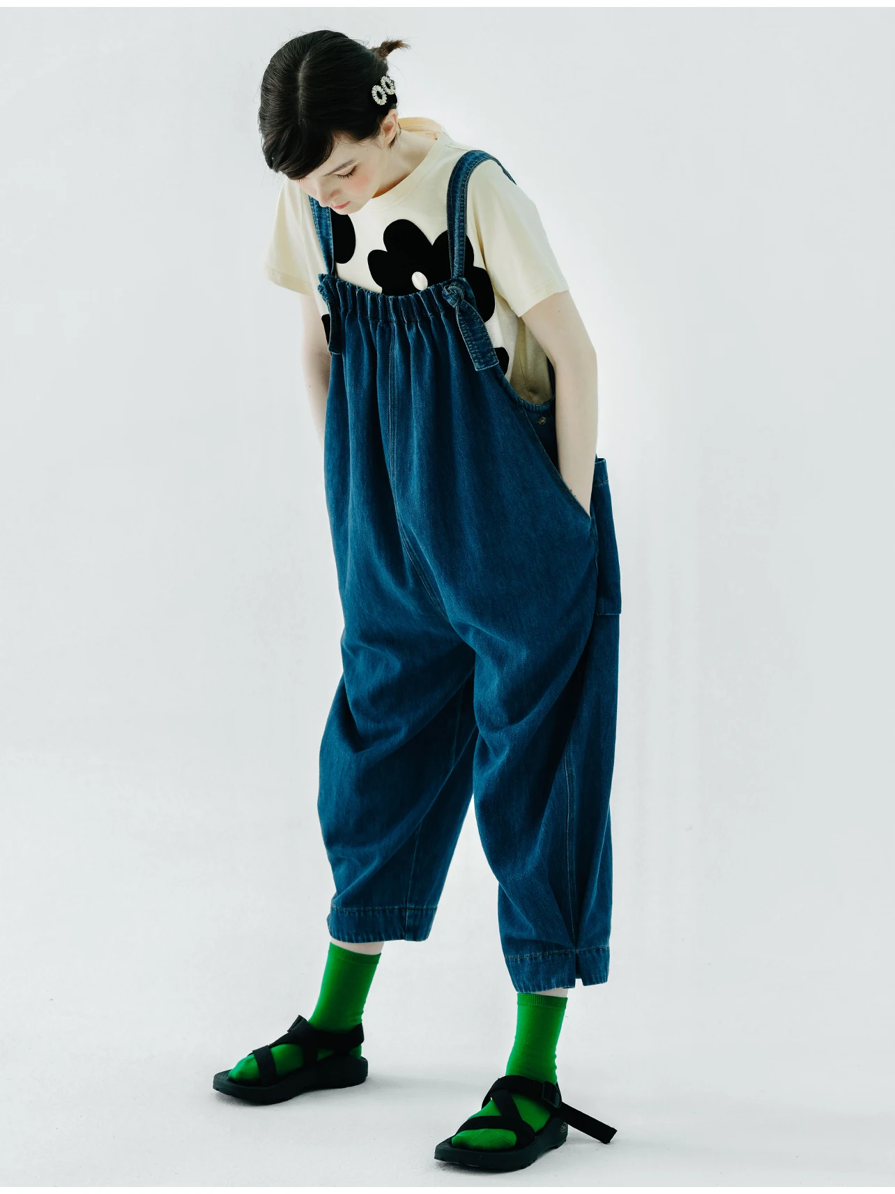 Patchwork Denim Suspenders Style & personality