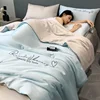 Grade A Washable Ice Silk Summer Quilt Set or 1 Pcs Quilt Skin-friendly  Air Conditioning Embroidered Comforter Summer Blanket 1