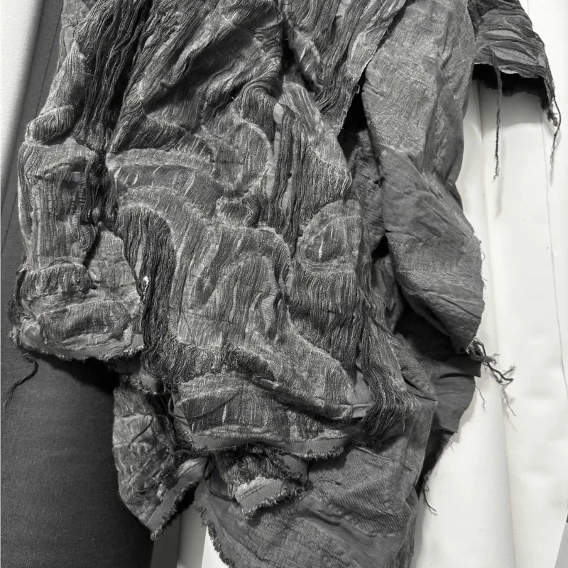 Wasteland Style Carbon Gray Jacquard Line Vintage Pattern Double-Sided Clothing Designer Fabric