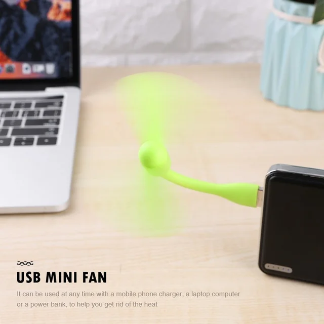 1PC Mini USB Fan Flexible Bendable Cooling Fan For Power Bank Laptop PC AC Charger Portable Hand Fan Computer Summer Gadget Fan 2
