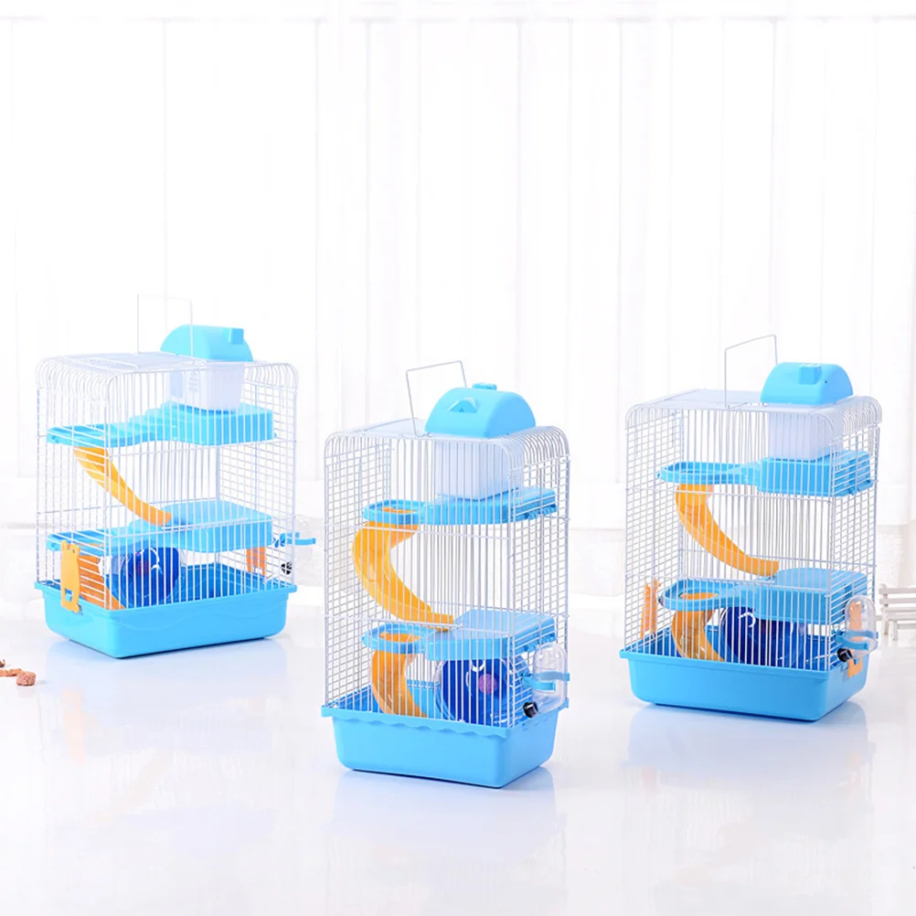 

Three Layers Hamster Cage Includes Water Bottle Exercise Wheel Dish Hamster Hide- Out Small House for Pets Chinchilla Hamster
