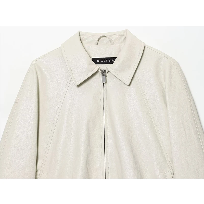 Women Faux Leather Jacket Lapel Long Sleeve Zipper Short Coat Autumn Bomber Jacket For Women Streetwear Casual New Outerwear