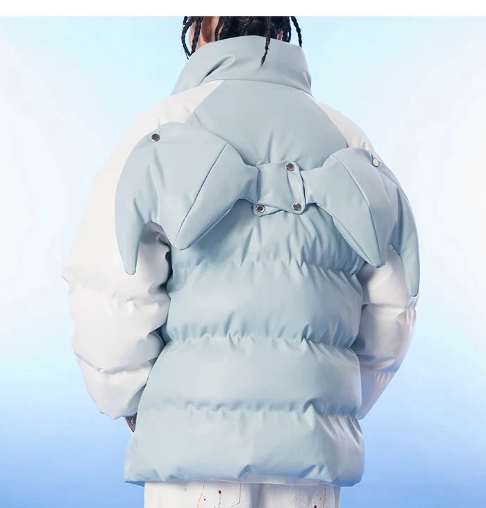 Wing Cute Parkas Harajuku Winter Down Jacket Angel Zip Up Coat Oversize Streetwear 2022 Men Women Outwear Fashion Clothing mens parka coats