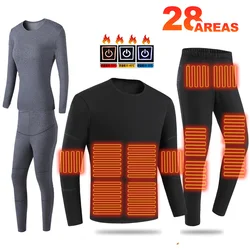 28 Areas Heated Underwear Men Women Thermal Underwear Hiking Shirts Skiing Suites Tops Pants  Heating Jacket Winter Clothing