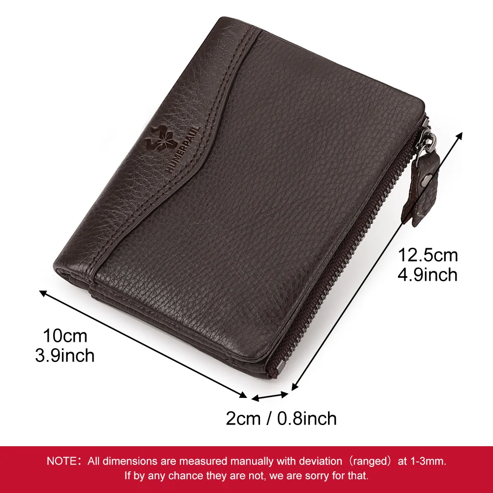 LAREET RFID-Blocking Genuine Leather Men's Wallet with Card Holder and Coin Pocket
