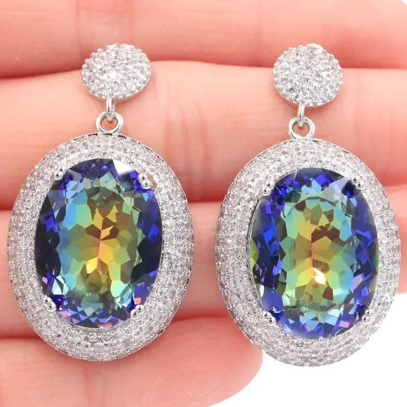 18g 925 SOLID STERLING SILVER Earrings Violet Topaz Kunzite Alexandrite Topaz Zultanite Purple Spinel White CZ Dating
