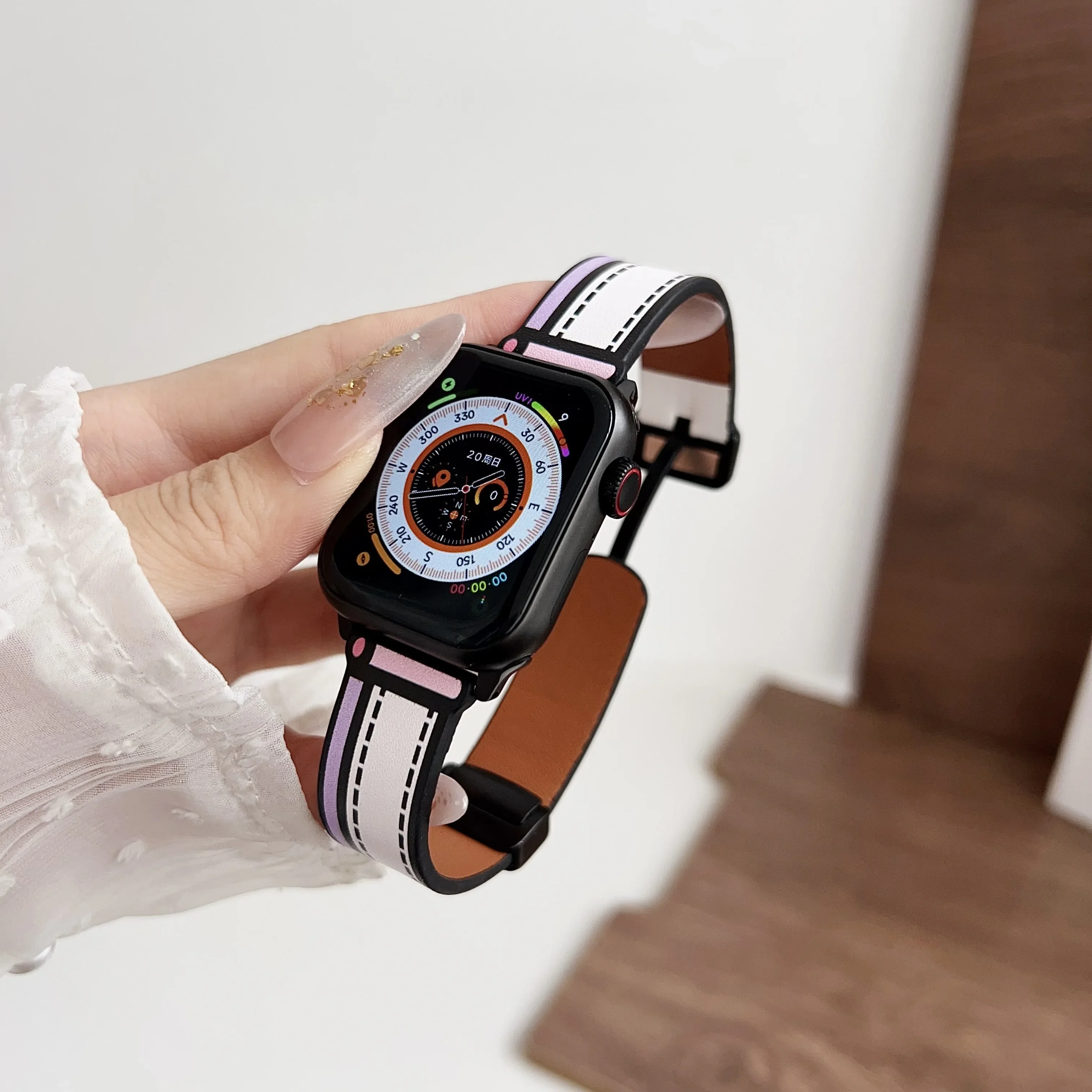 

Ремешок из силикона и кожи для Apple Watch 9 8 7 6 SE 5 4 3 2 1, спортивный браслет для наручных часов Apple Watch Band 42 мм 44 мм 45 мм 40 мм 49 мм