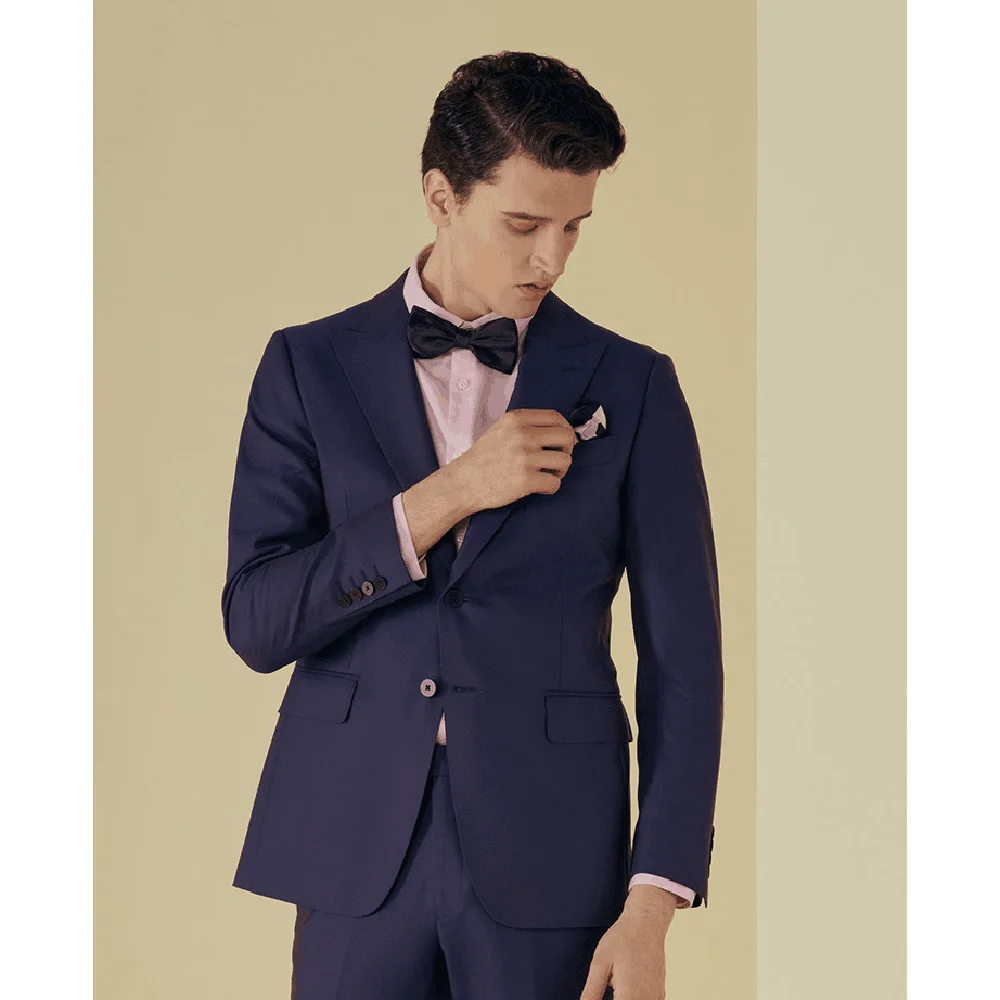 

Костюм мужской из блейзера и брюк, однобортный льняной элегантный костюм из 2 предметов, фиолетовый пик с лацканами, индивидуальный пошив