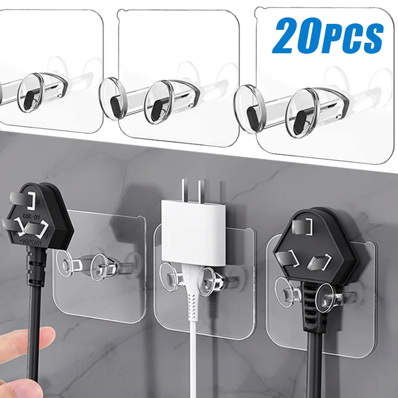 

Self Adhesive No Trace Wall Hook Punch-Free Power Plug Fixed Bracket Kitchen Bathroom Hooks Towel Clothing Storage Holder