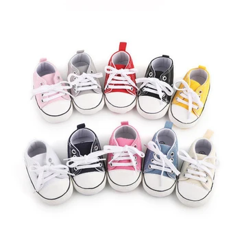 Stampa Canvas Baby Sports Sneakers per neonati maschi e femmine First Walkers Shoes Infant Toddler Soft Sole scarpe da bambino 1